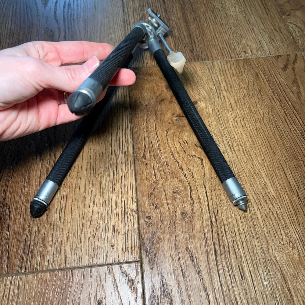 Vintage Accura Japan Telescoping Camera Tripod Brass Leg Expands 50